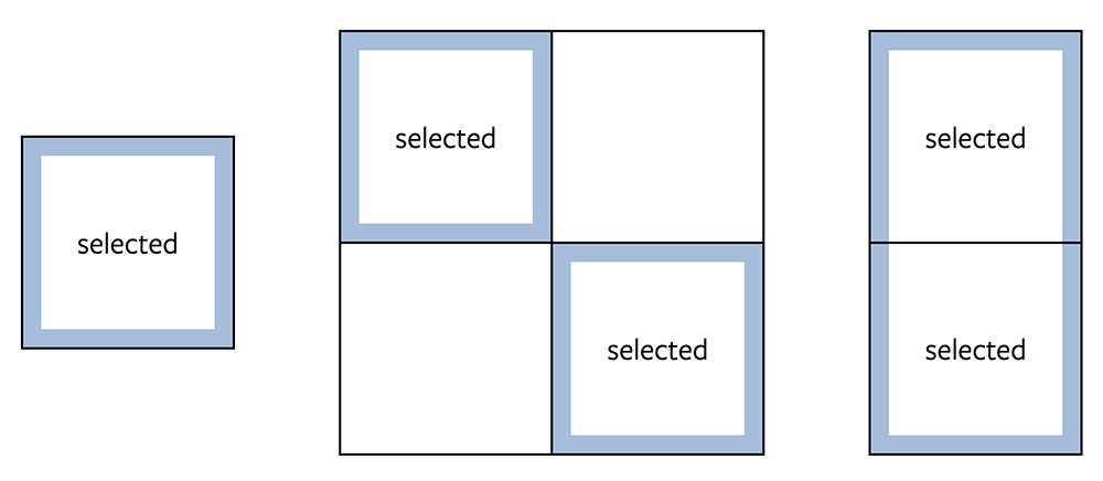 small sudoku grid with examples of selected cells and their styles