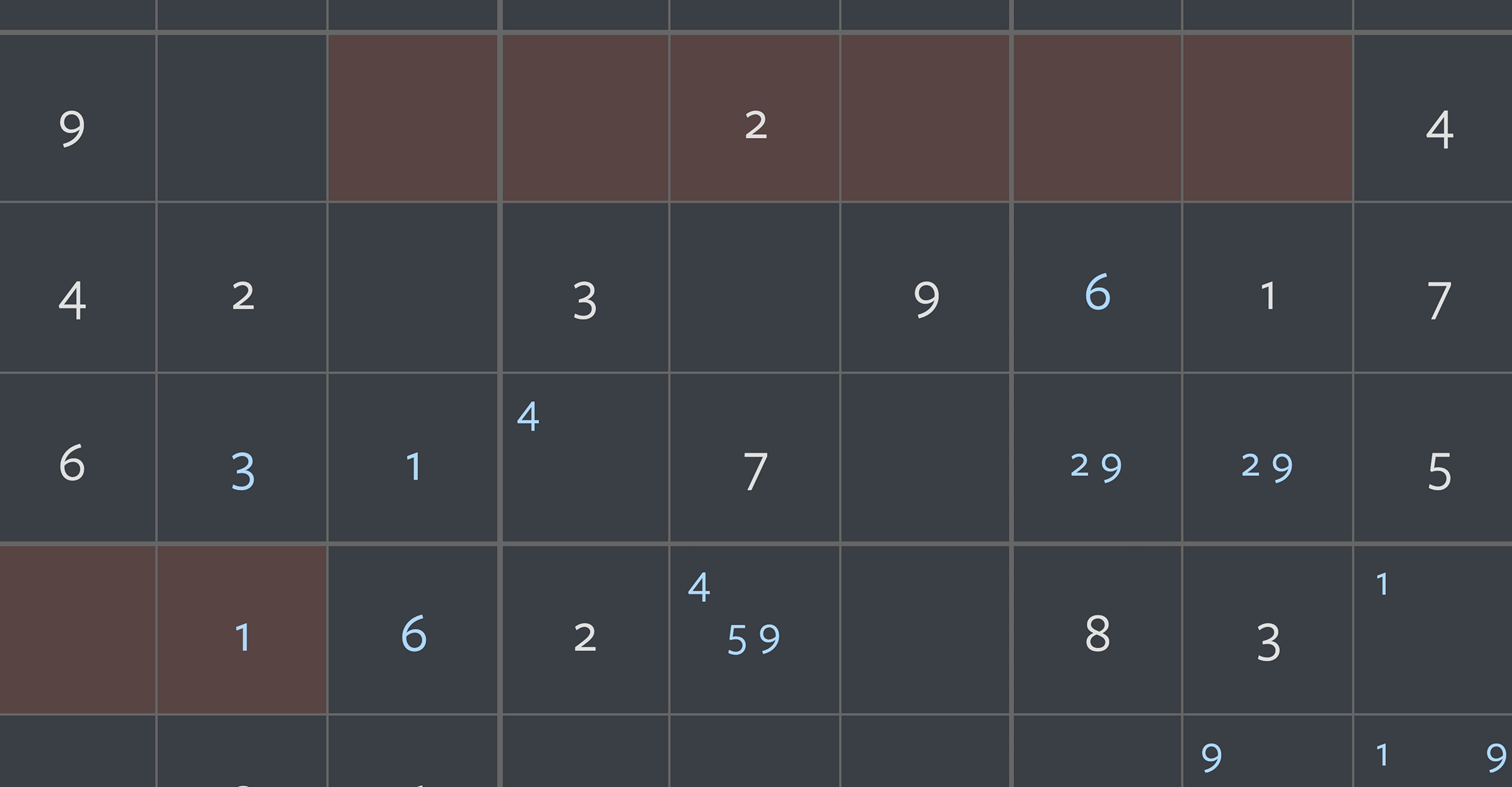 Sudoku grid with digits and pencil marks